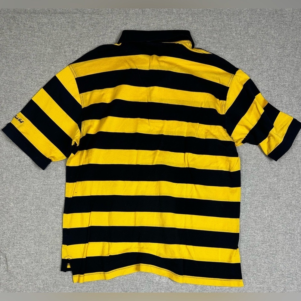 Bobby Jones Players Polo Shirt Georgia Tech Mens Large Black Yellow Stripe Golf - Picture 4 of 9